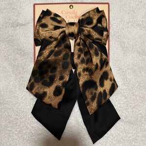 Camila Coelho Two Pack of Leopard and Black Hair Bow Barrettes